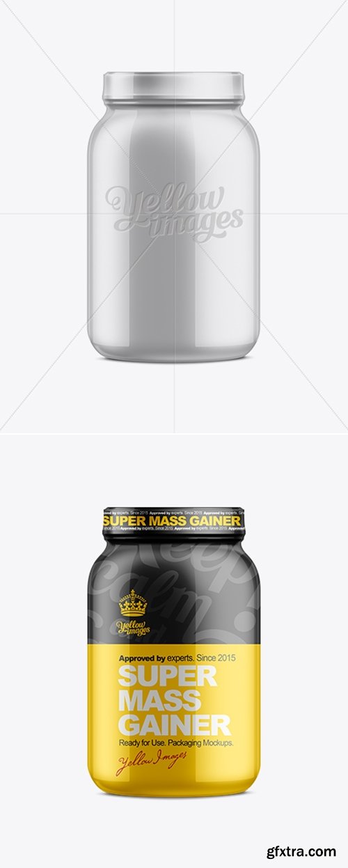 YellowImages - 2.2LB Protein Jar with Shrink Sleeve Label Mockup 10592