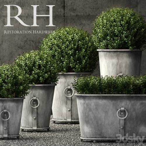 '3dsky Pro - Restoration Hardware estate zinc ring round planters'