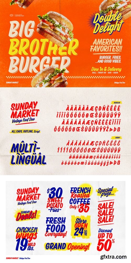 CreativeMarket - Sunday Market - Vintage Font Duo