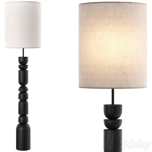 '3dsky Pro - Aska charred wood and natural linen floor lamp'