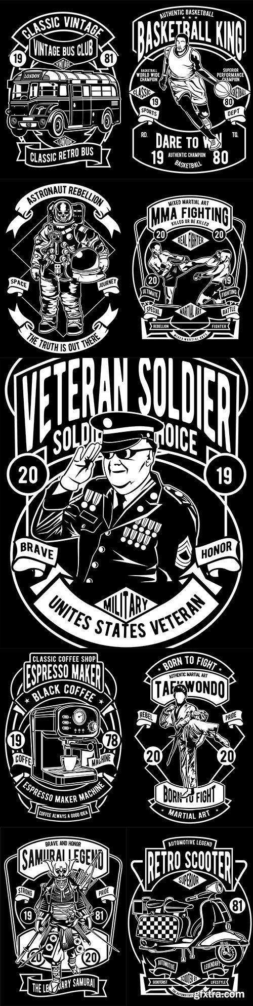 Classic Vintage Label Poster T-Shirt Vectors 9xEPS