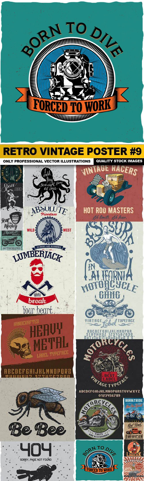 Retro Vintage Posters #9, 20xEPS