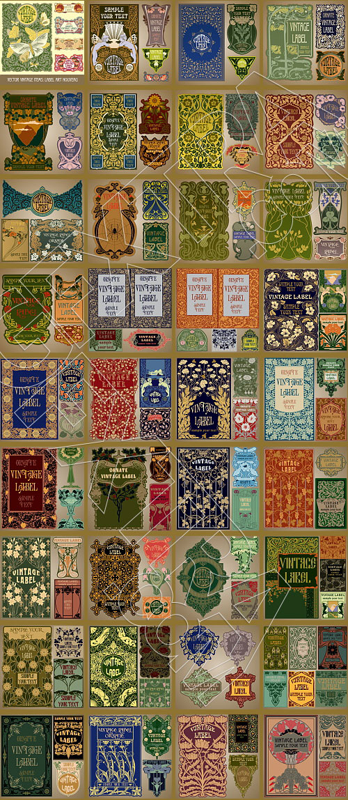 Art Nouveau Vector Labels &amp; Covers 36xSVG