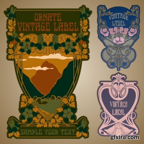Art Nouveau Vector Labels & Covers 36xSVG Art Nouveau Vector Labels & Covers 36xSVG