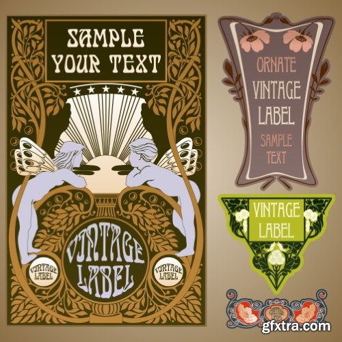 Art Nouveau Vector Labels & Covers 36xSVG Art Nouveau Vector Labels & Covers 36xSVG