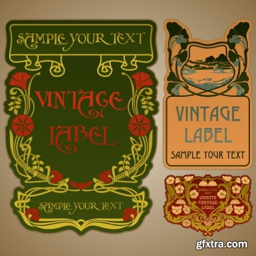 Art Nouveau Vector Labels & Covers 36xSVG Art Nouveau Vector Labels & Covers 36xSVG