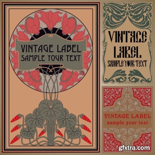 Art Nouveau Vector Labels & Covers 36xSVG Art Nouveau Vector Labels & Covers 36xSVG