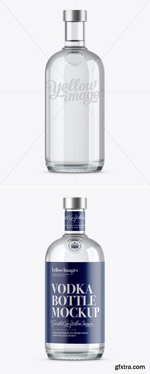 YellowImages - 700ml Clear Glass Vodka Bottle Mockup 13346