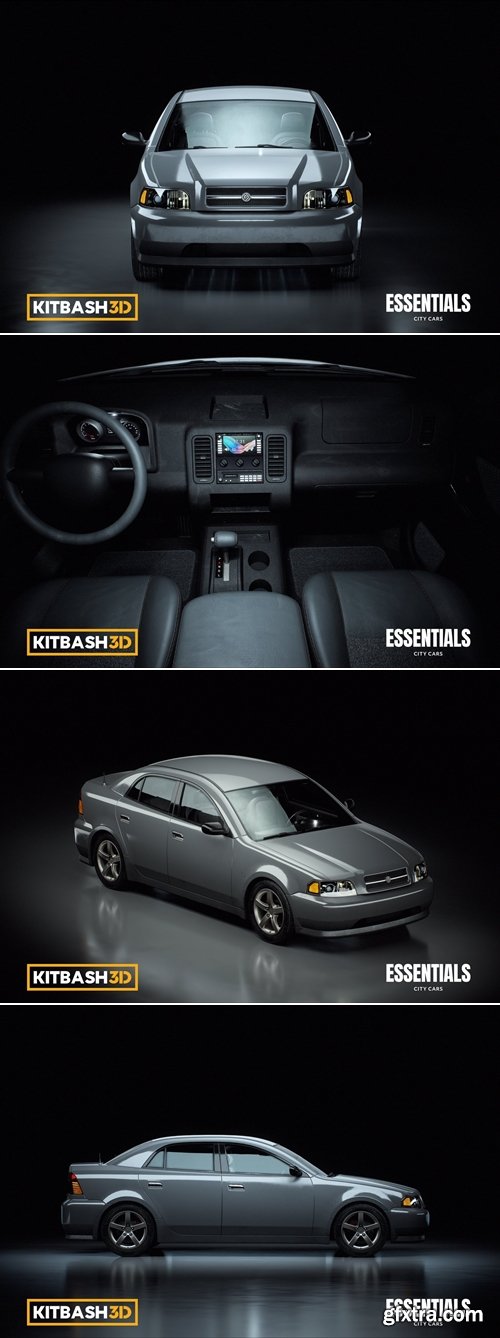 KitBash3d - Essentials City Cars - Sedan 3d Model