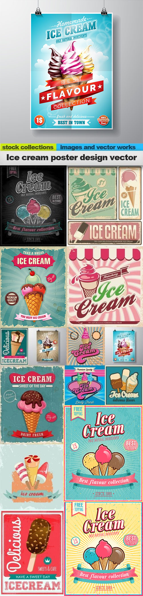 Ice Cream Poster Design Vectors 15xEPS