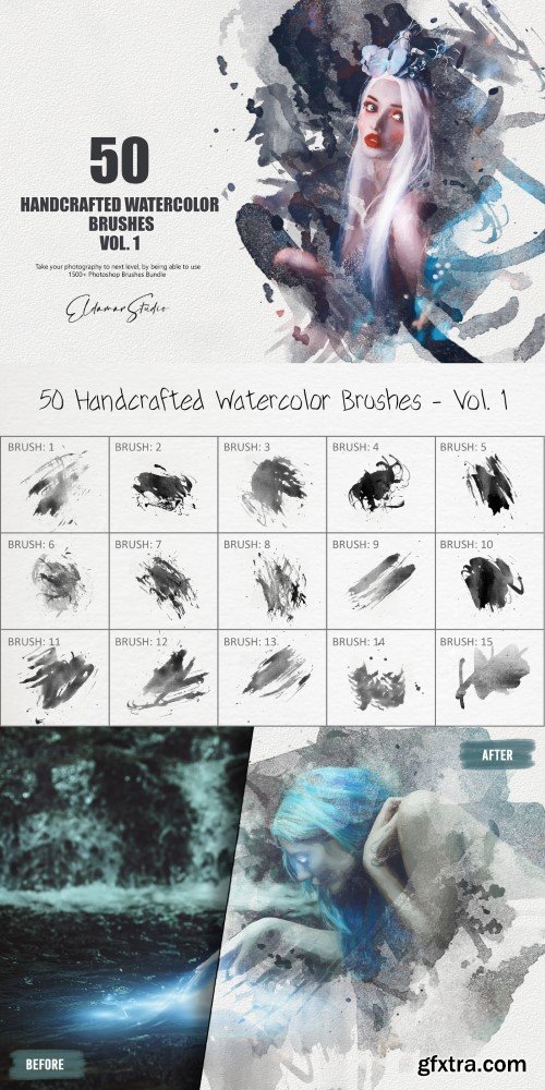 ArtStation - 50 Handcrafted Watercolor Brushes - Vol. 1