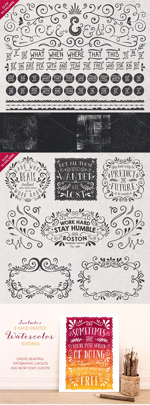 DIY Decorative Typography Pack EPS PSD 47057