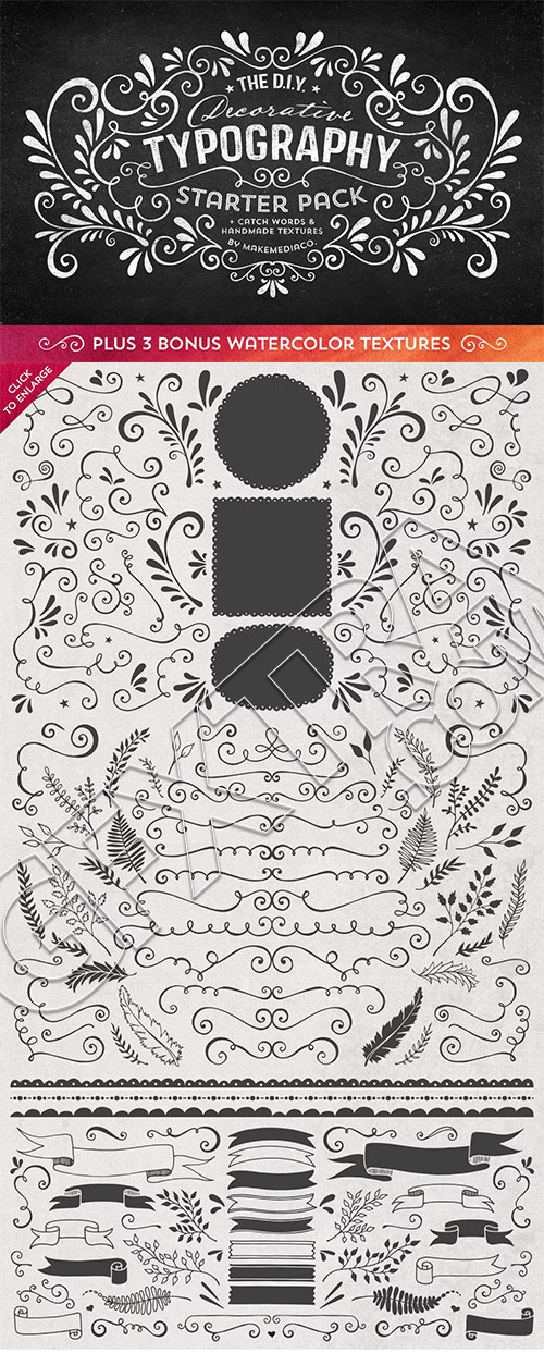 DIY Decorative Typography Pack EPS PSD 47057