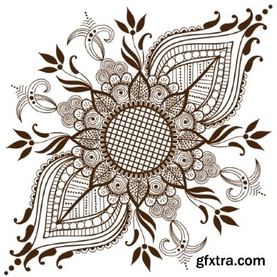 Henna Flowers Pattern Brown 13xEPS