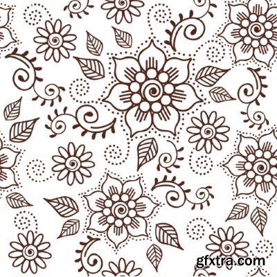 Henna Flowers Pattern Brown 13xEPS