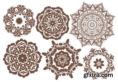 Henna Flowers Pattern Brown 13xEPS