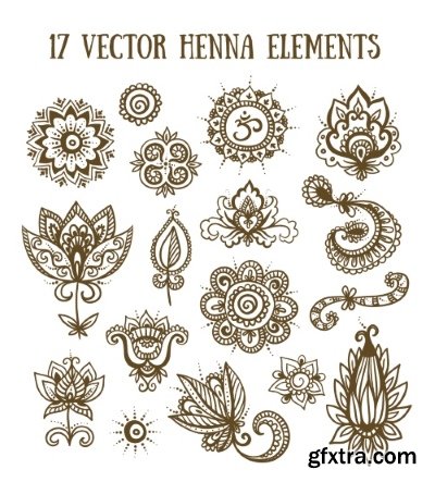 Henna Flowers Pattern Brown 13xEPS