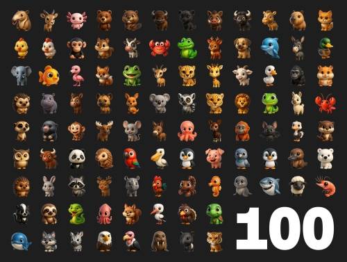 'Animals | 100pcs 3D Icons' 'Animals | 100pcs 3D Icons'