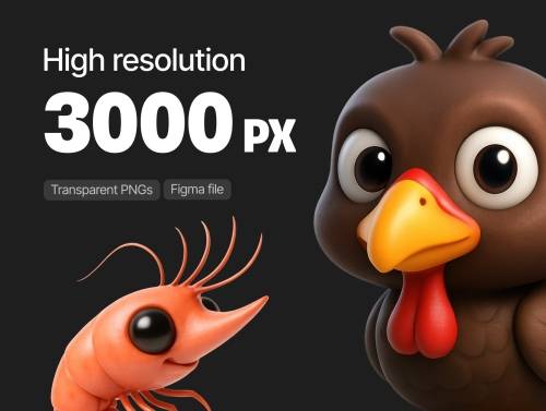 'Animals | 100pcs 3D Icons'