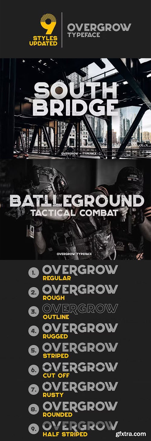 Overgrow Typeface - Uppercase Letters with 9 Styles Overgrow Typeface - Uppercase Letters with 9 Styles