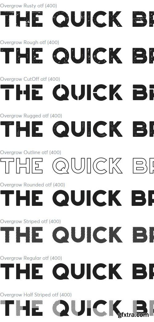 Overgrow Typeface - Uppercase Letters with 9 Styles Overgrow Typeface - Uppercase Letters with 9 Styles