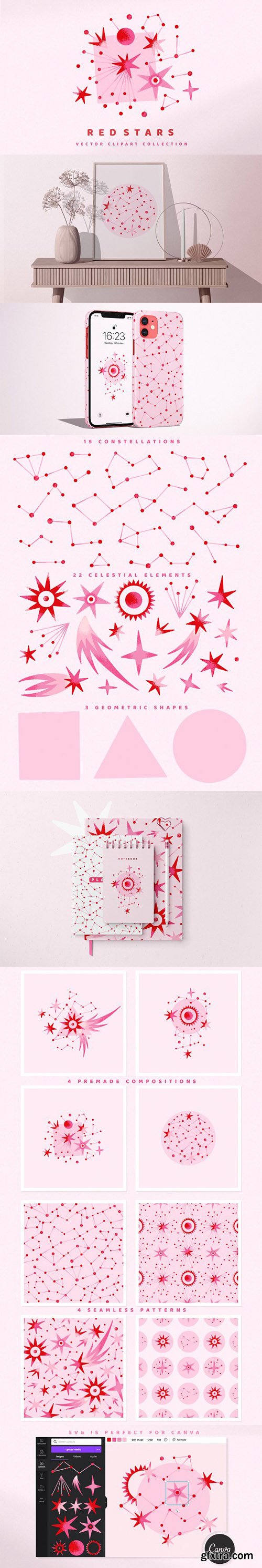 Red & Pink Red Stars - Vector Clipart Collection Red & Pink Red Stars - Vector Clipart Collection