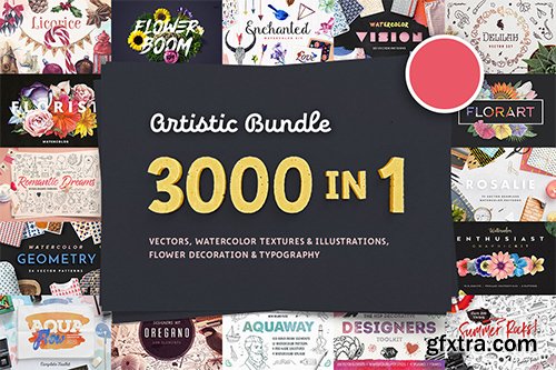 3,000 Artist SVGs: Watercolors, Flowers, &amp; Decorations