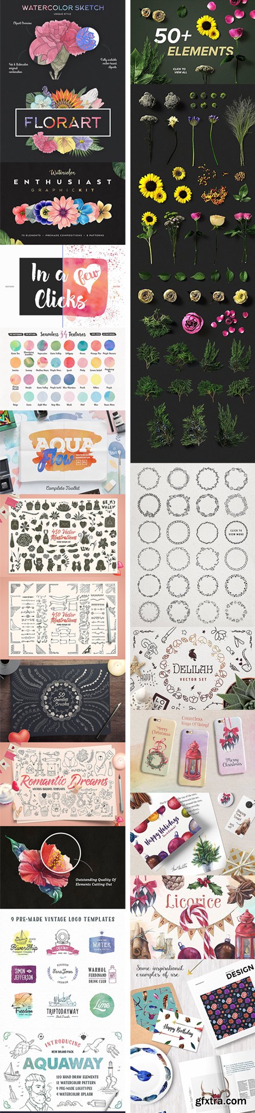 3,000 Artist SVGs: Watercolors, Flowers, &amp; Decorations