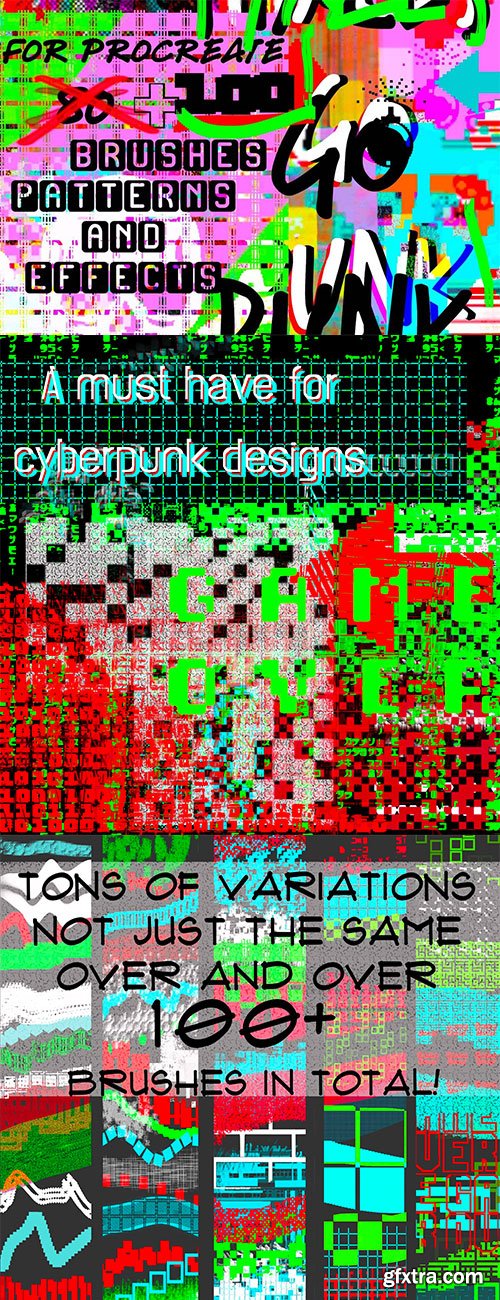 Brushgalaxy - Cyberpunk ”Pixels Go Punk” Procreate Brushes
