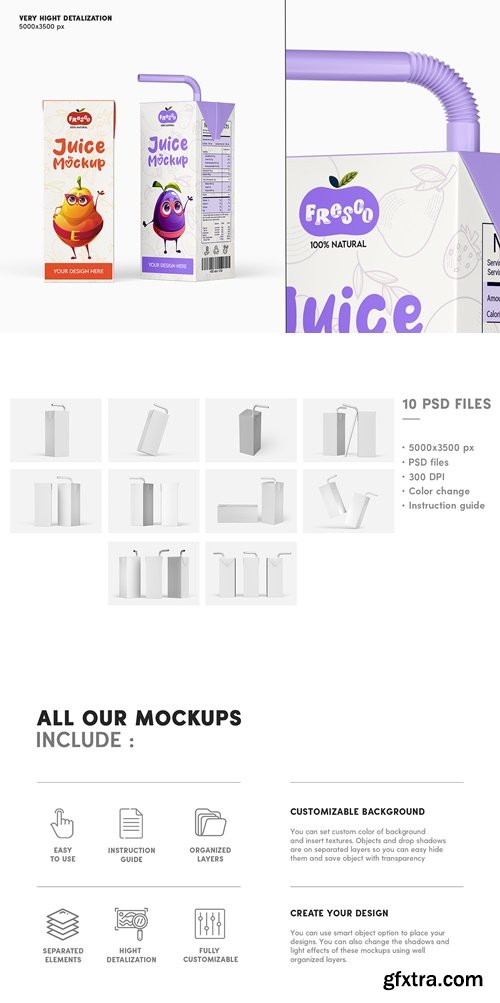 CreativeMarket - Juice Box Mockup Set 92013539