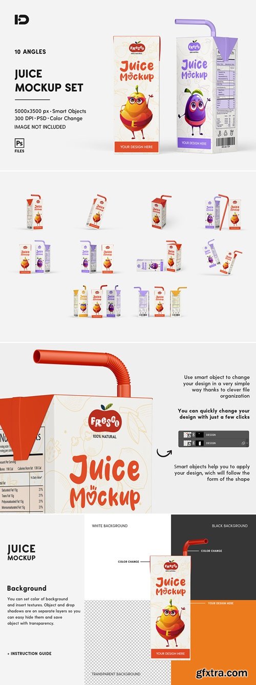 CreativeMarket - Juice Box Mockup Set 92013539