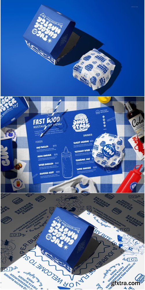 Creatsy - Vegan Burger Bar Brand Identity Mockup Bundle