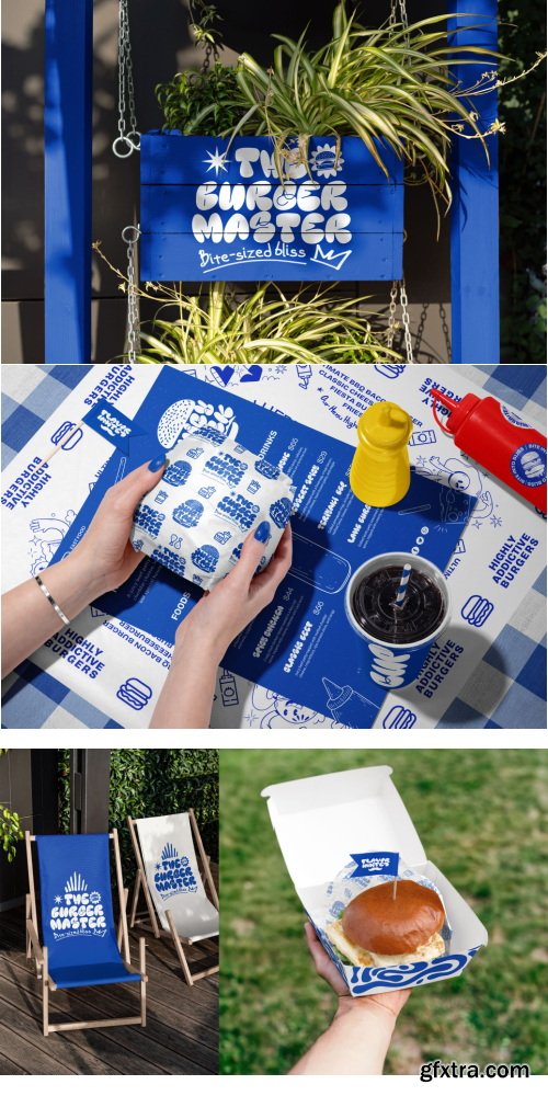 Creatsy - Vegan Burger Bar Brand Identity Mockup Bundle