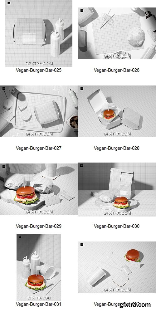 Creatsy - Vegan Burger Bar Brand Identity Mockup Bundle