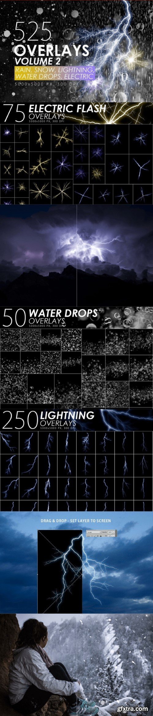 CM - 525 Rain, Snow, Lightning Overlays