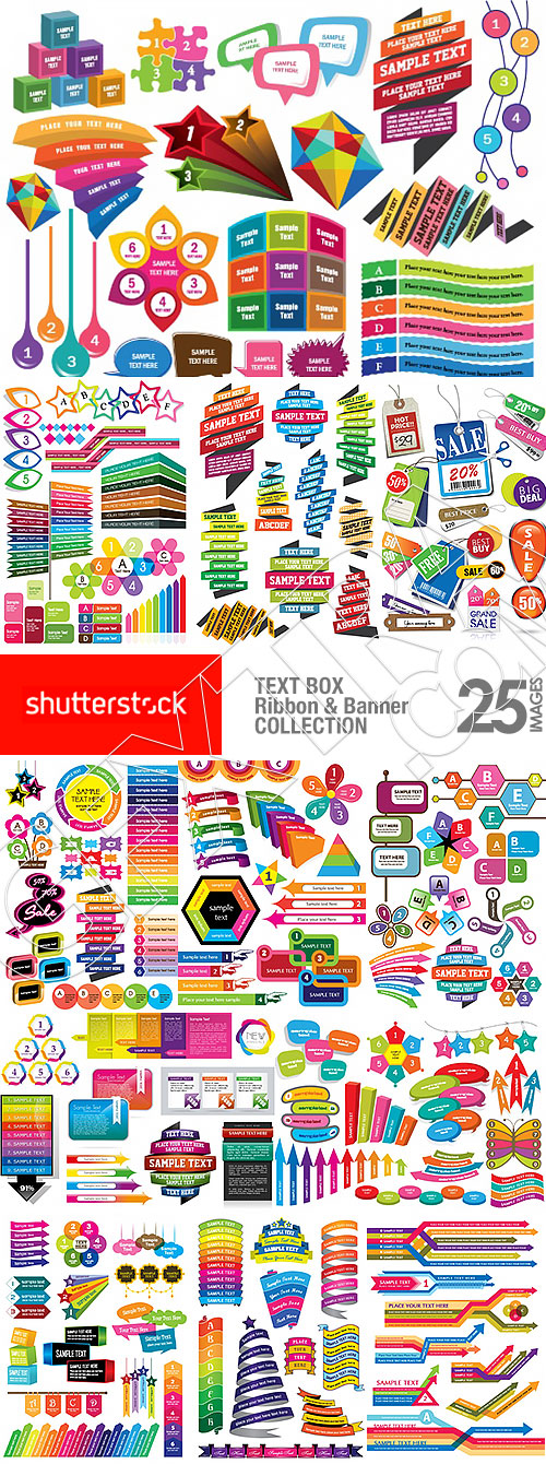 Text Box, Ribbon & Banner Collection 25xEPS