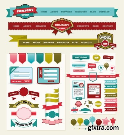 Text Box, Ribbon & Banner Collection 25xEPS