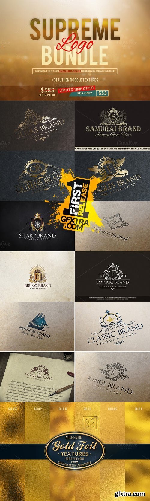 CreativeMarket - Supreme Logo Bundle + Gold Textures 330912