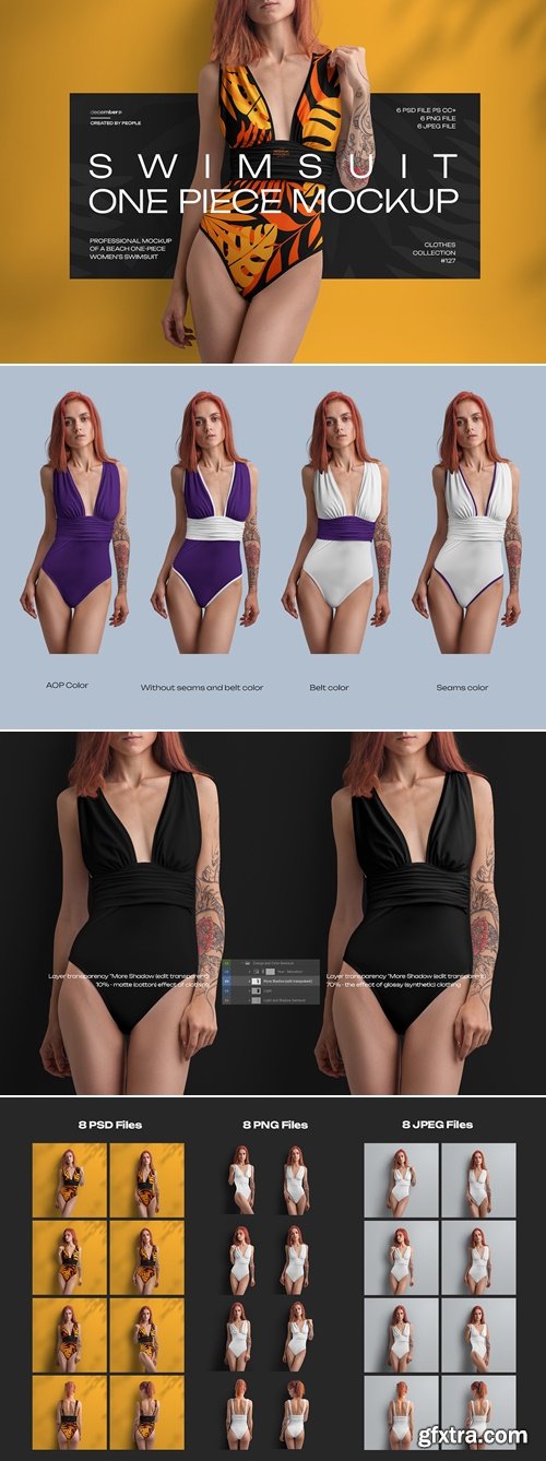CreativeMarket - Mockup of a One Piece Women Swimsuit 291253888
