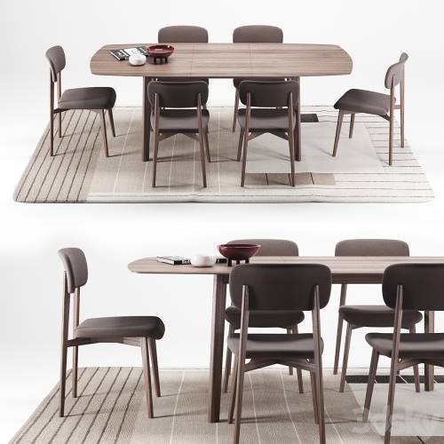 '3dsky Pro - Calligaris Cream Table + Stockholm Chair'
