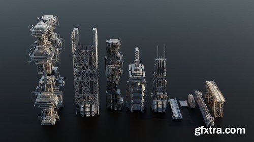 CGTrader - Kyu & Zo - Old Dystopic Buildings Set
