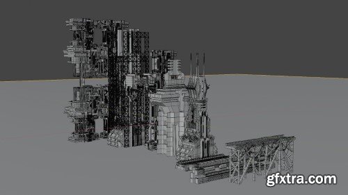 CGTrader - Kyu & Zo - Old Dystopic Buildings Set