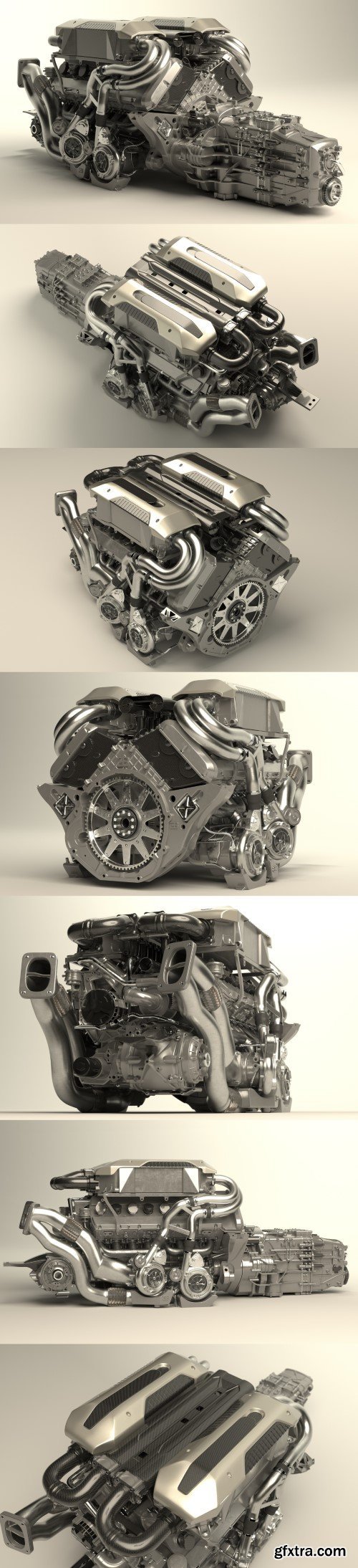 Bugatti W16 Engine (Chiron) 3D Model