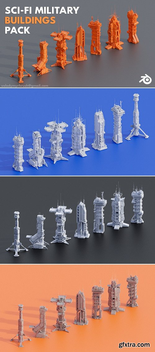 SuperhiveMarket - Sci-Fi Futuristic Military Buildings Pack