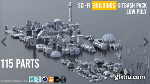 Sci-Fi Building Dressing Kitbash Pack 3D Model