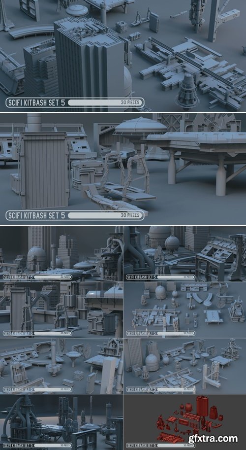 Cgtrader - SciFi Dressing Kitbash set 5