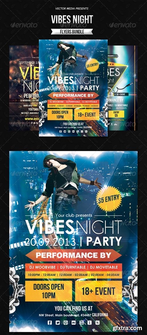 GraphicRiver - Vibes Night - Flyers Bundle 6413324