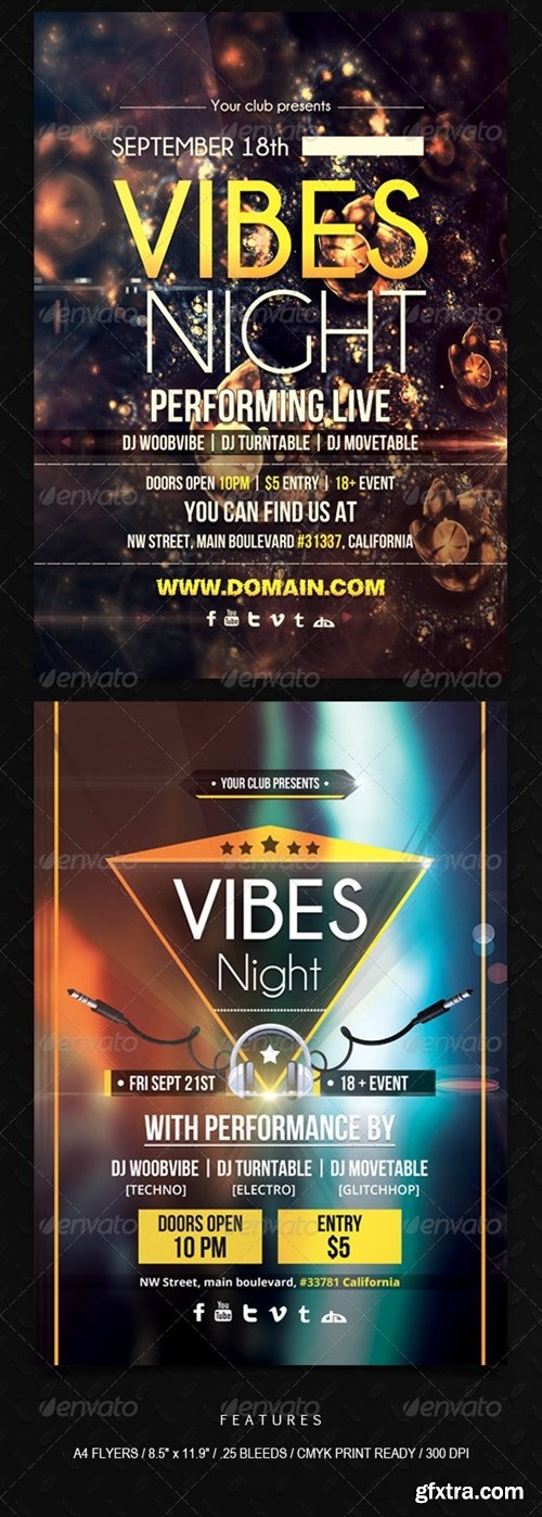 GraphicRiver - Vibes Night - Flyers Bundle 6413324