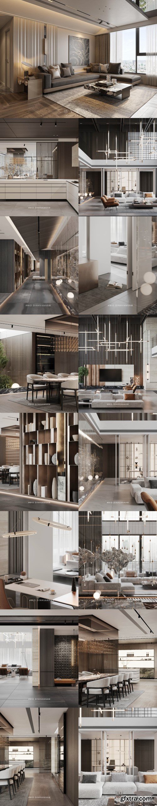 3Ds Max Living Room - Kitchen Interior