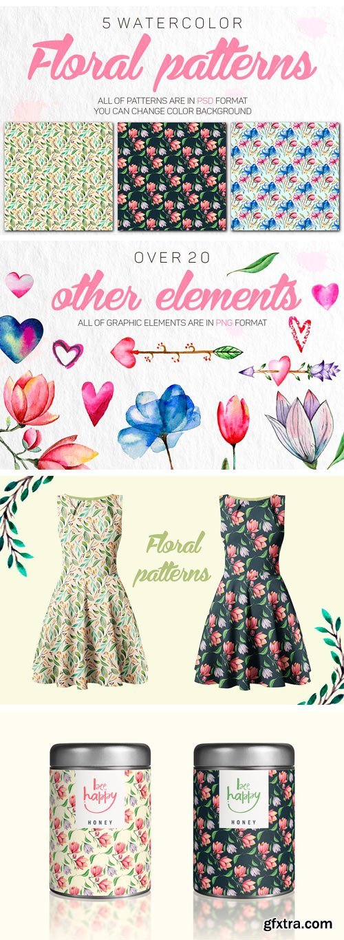 CreativeMarket - Watercolor Romantic Flower 1435433